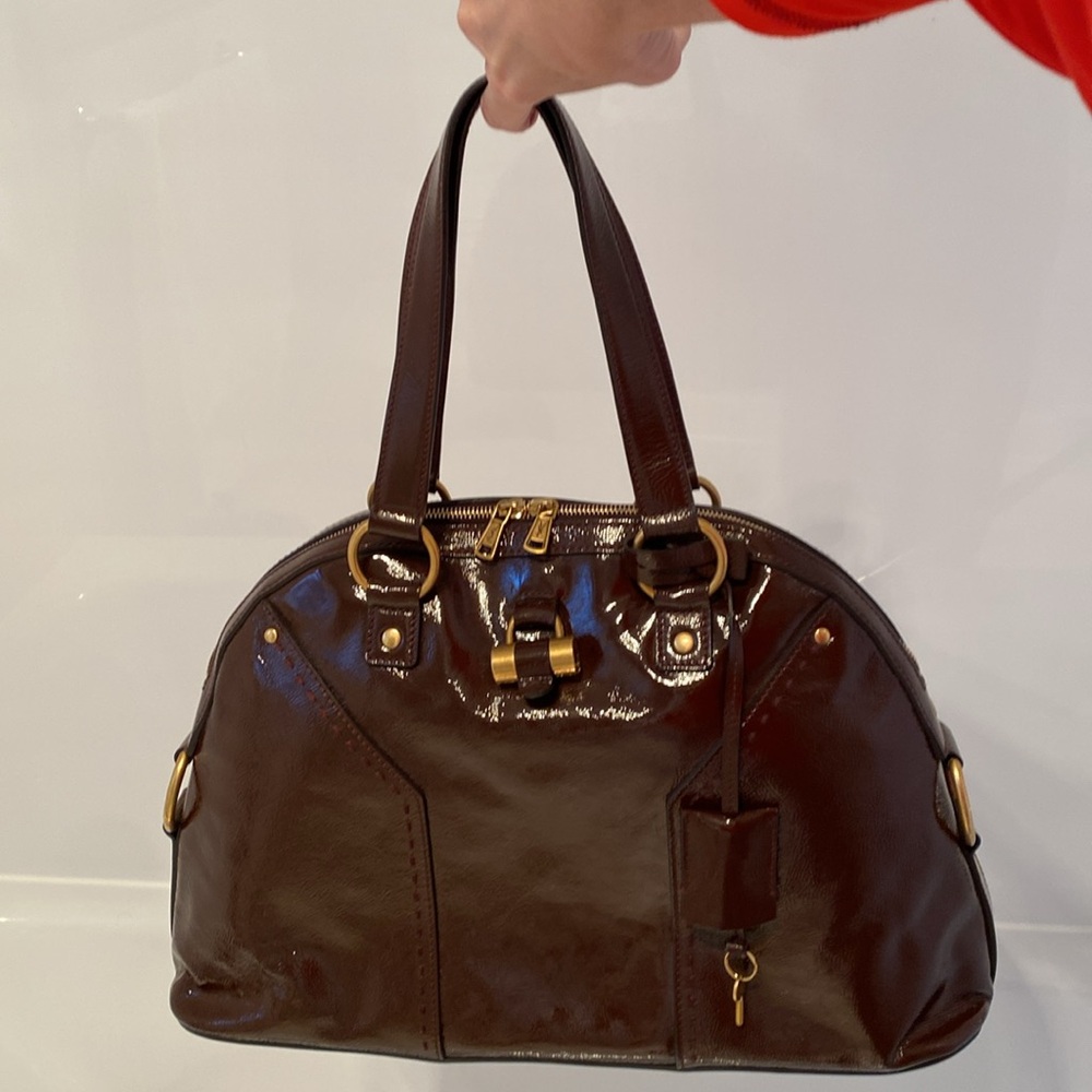 Offers YSL Lg Muse Brown Patent Leather Bag (Two Way Zipper) Fully Zips Dustbag